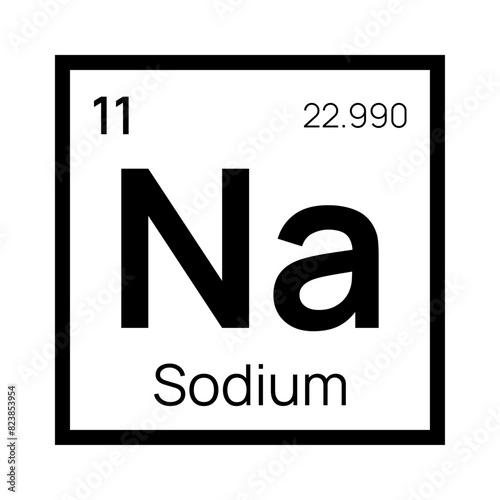 Sodium chemical element of the periodic table. Vector isolated symbol Na