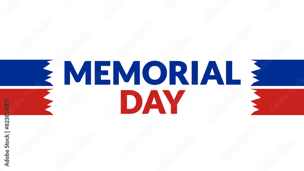 Memorial Day text on white background with side lines, Memorial Day banner, card, poster, illustration for enjoying and celebrating Memorial Day Memorial Day text on white background with side lines, Memorial Day banner, card, poster, illustration for enjoying and celebrating Memorial Day