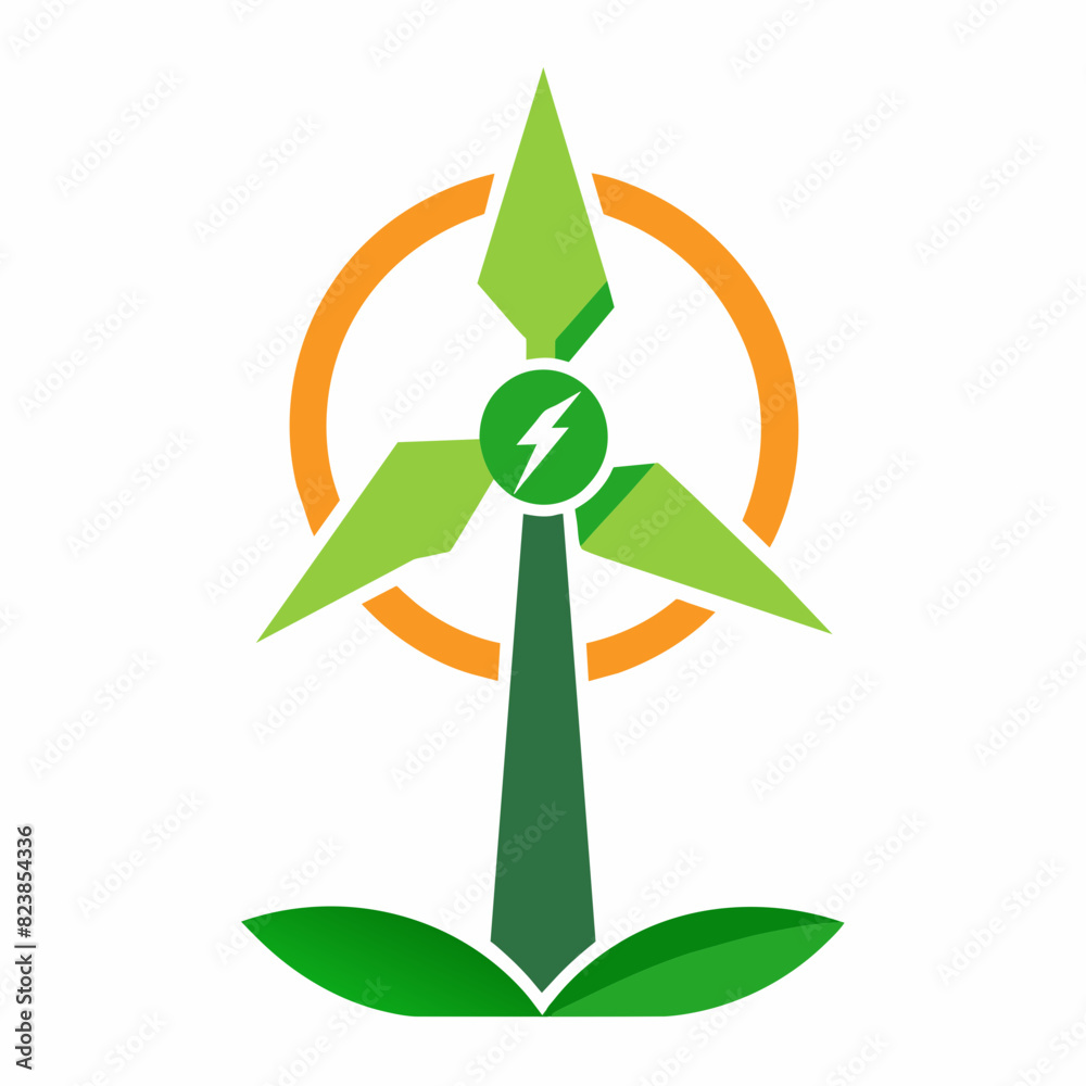 Electro Windmill Sustainable Energy logo on a white background Electro Windmill Sustainable Energy logo on a white background