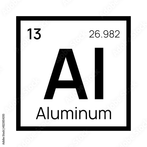 Aluminum chemical element of the periodic table. Vector isolated symbol Al