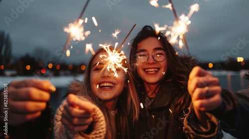 Two Individuals Holding Sparklers