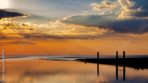 sunset over the river
