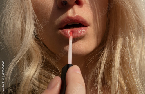Lips and lip gloss closeup