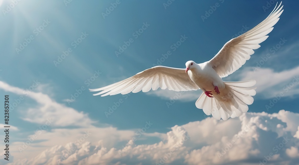 Obraz premium sky funeral background with white dove