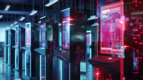 Smart voting booth with blockchain integration, secure and efficient, in a conceptual wide shot