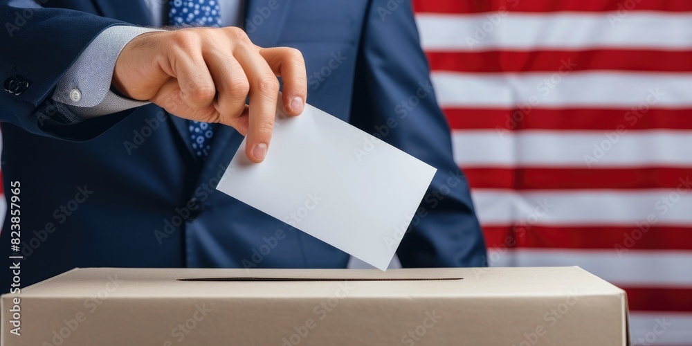 Ballot Box with US Flag and Hand Ballot Box with US Flag and Hand