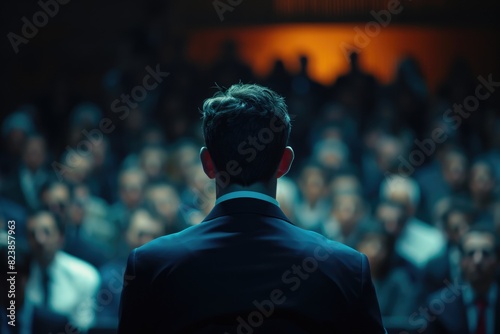Professional Businessman Delivering Keynote Speech