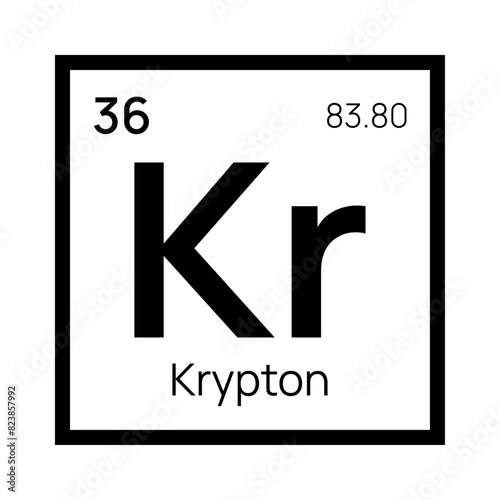 Krypton chemical element of the periodic table. Vector isolated symbol Kr photo