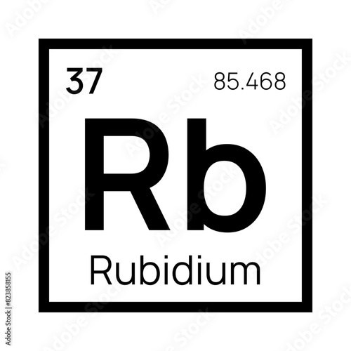 Rubidium chemical element of the periodic table. Vector isolated symbol Rb