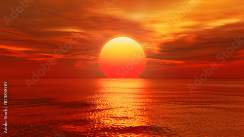 Ocean background of red sunset  Summer concept.