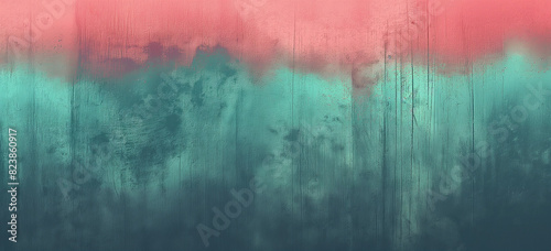 Digital gradient with subtle grain, warm red fading into cool teal, abstract watercolor background with space