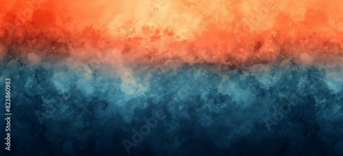 Yellow, Orange and Deep Blue colour Gradient Summer Defocused Blurred Motion Abstract Background, Widescreen, Horizontal