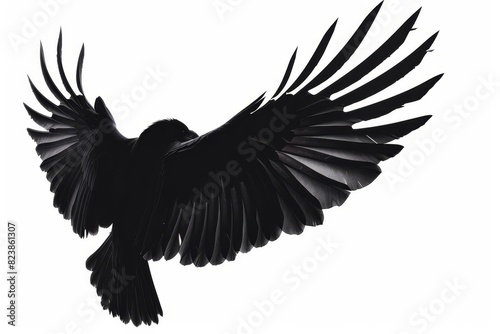 black wing silhouette on white background digital ai illustration