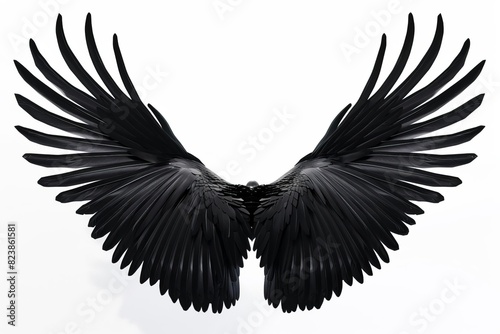 black wing silhouette on white background digital ai illustration