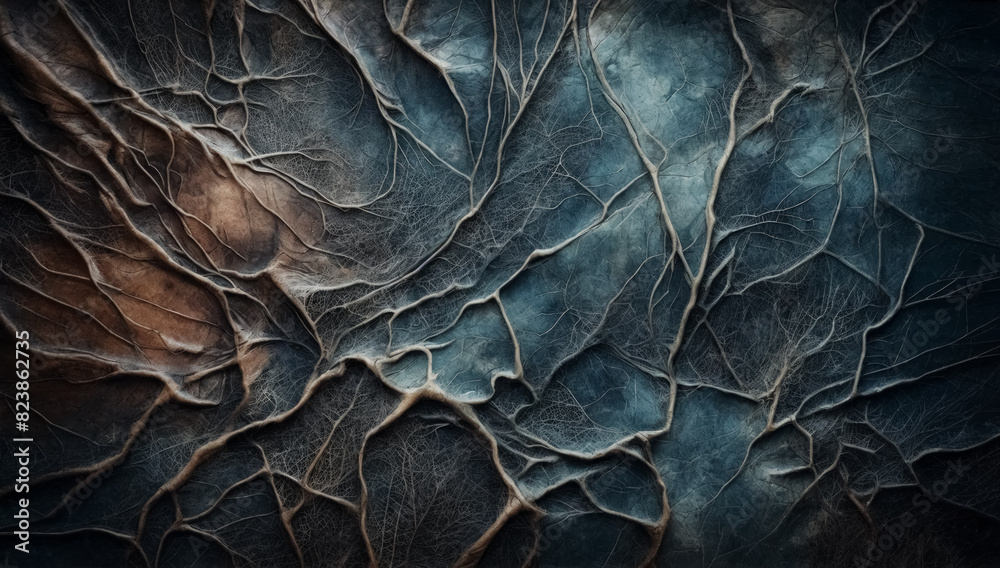 An image of a detailed leather texture resembling a network of leaf veins An image of a detailed leather texture resembling a network of leaf veins