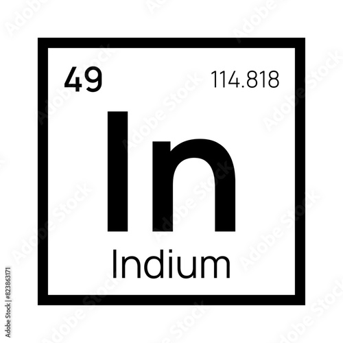 Indium chemical element of the periodic table. Vector isolated symbol In