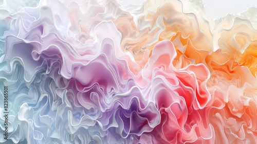 D Rendered Abstract Painting A Soft Muted Symphony of Colors and Fluid Design photo