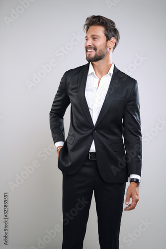 Handsome businessman looking side with a smile 