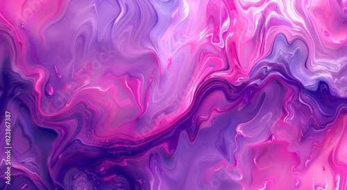 Abstract background with swirling liquid paint in shades of pink and purple, creating an artistic pattern
