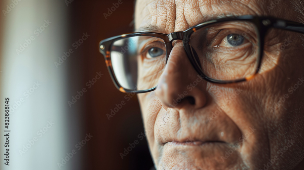 Senior Man Wearing Glasses in Close Up Senior Man Wearing Glasses in Close Up