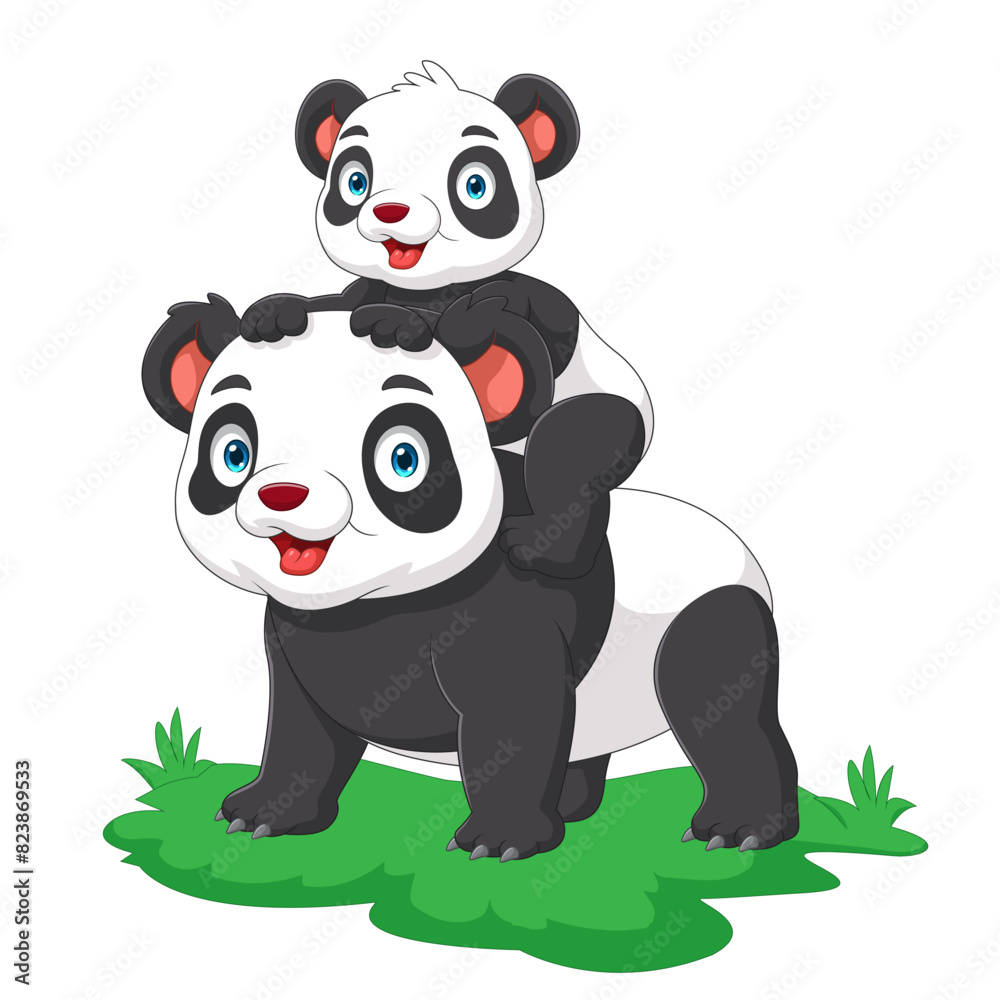 Cute mother and baby panda Cute mother and baby panda
