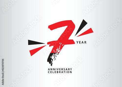7 year anniversary celebration logotype vector, 7 number design, 7th Birthday invitation, anniversary logo template, logo number design vector, calligraphy font, typography logo, vector design