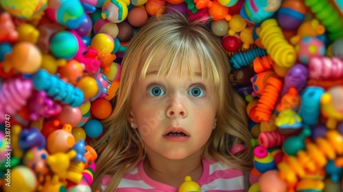A Child Amidst Colorful Toys