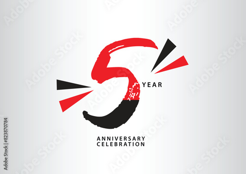 5 year anniversary celebration logotype vector, 5 number design, 5th Birthday invitation, anniversary logo template, logo number design vector, calligraphy font, typography logo, vector design