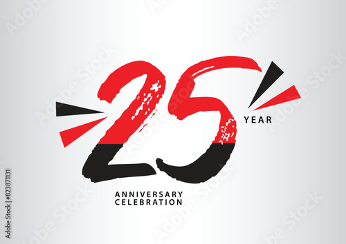 25 year anniversary celebration logotype vector, 25 number design, 25th Birthday invitation, anniversary logo template, logo number design vector, calligraphy font, typography logo, vector design