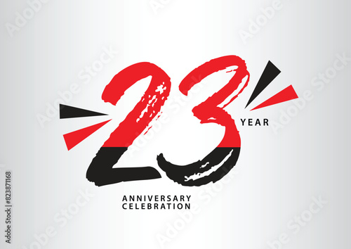 23 year anniversary celebration logotype vector, 23 number design, 23th Birthday invitation, anniversary logo template, logo number design vector, calligraphy font, typography logo, vector design photo