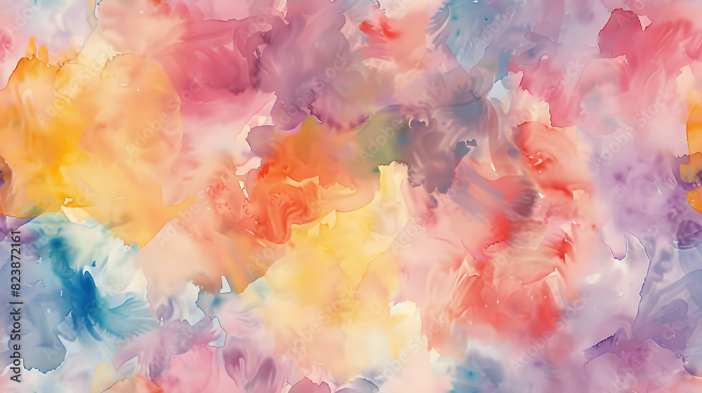 Seamless abstract watercolor pattern in vibrant shades of purple, pink, yellow, orange, and blue. Ideal for backgrounds, wallpapers, textiles, and artistic designs. Seamless abstract watercolor pattern in vibrant shades of purple, pink, yellow, orange, and blue. Ideal for backgrounds, wallpapers, textiles, and artistic designs.