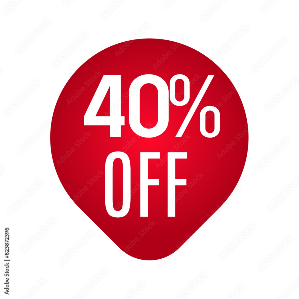 Red Discount label, 40% off label Red Discount label, 40% off label