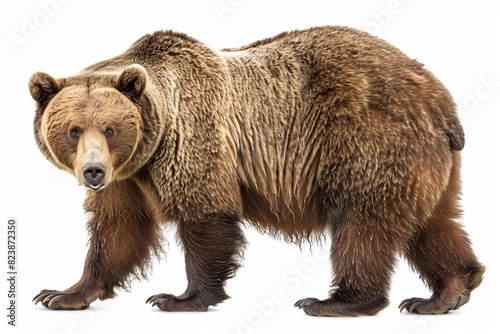brown bear isolated on white background realistic wildlife animal portrait © Lucija