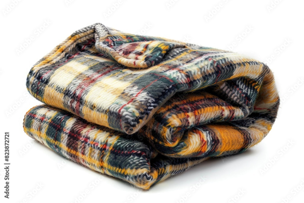 A pile of blankets neatly stacked on top of each other. Perfect for home decor or cozy interior design projects A pile of blankets neatly stacked on top of each other. Perfect for home decor or cozy interior design projects