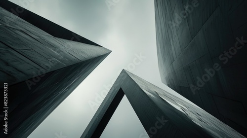 A monochrome image of two towering buildings, perfect for architectural projects