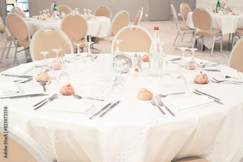 Table setting in a restaurant