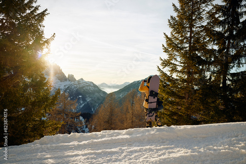 Skier captures the mountain scenery
