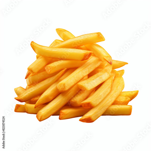 Pile of fries on white background photo