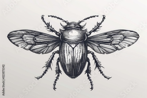 Detailed drawing of a beetle on a plain white background. Suitable for educational materials © Fotograf