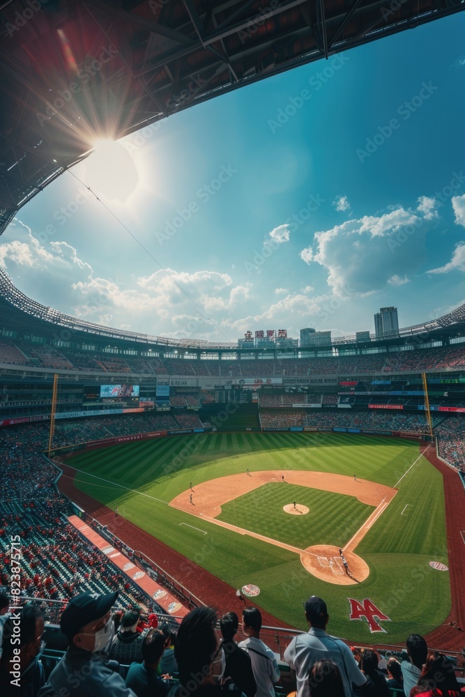 Obraz premium A busy baseball game scene, suitable for sports themes