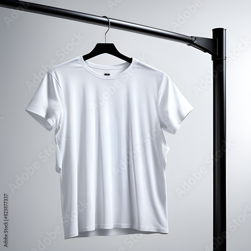 White T-shirt hanging on a Rack photo