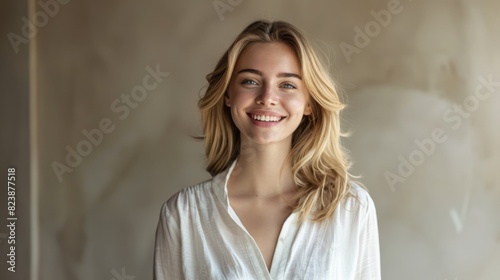 A Radiant Woman Smiling Genuinely