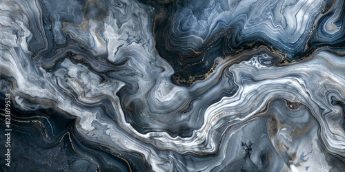 Abstract marble texture with swirling patterns in grey and blue  evoking the vastness of an icy landscape
