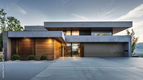 Modern house with empty driveway