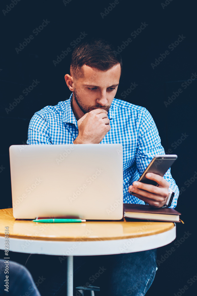 Male and female best friend ignoring real life communication preferring spending time on modern gadgets and networking,colleagues searching information for startup project doing remote job together Male and female best friend ignoring real life communication preferring spending time on modern gadgets and networking,colleagues searching information for startup project doing remote job together