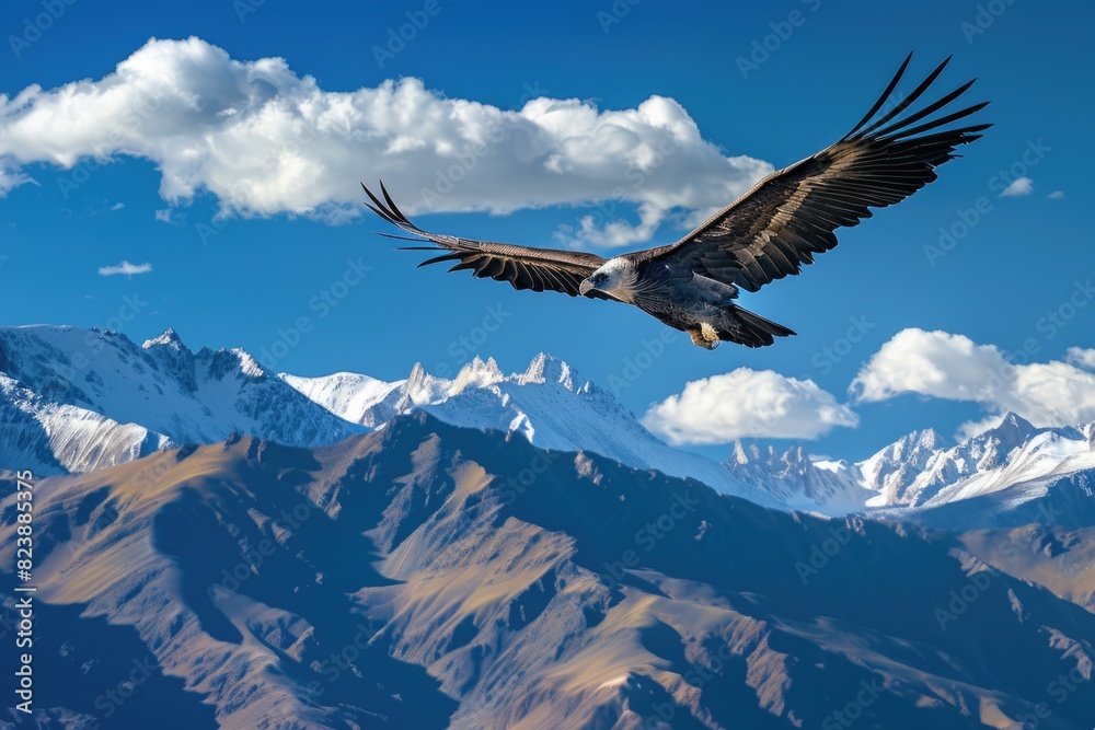 A majestic bird soaring over a beautiful mountain range. Perfect for nature-themed designs A majestic bird soaring over a beautiful mountain range. Perfect for nature-themed designs