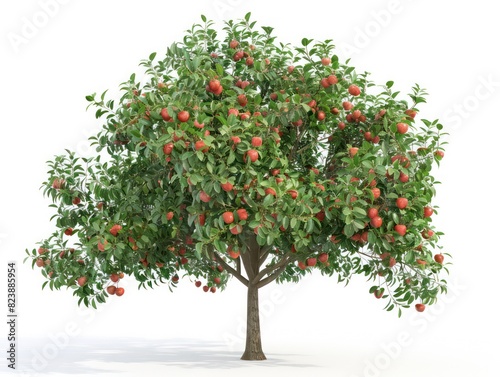 apple tree view, white background