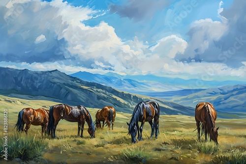 horses on a meadow