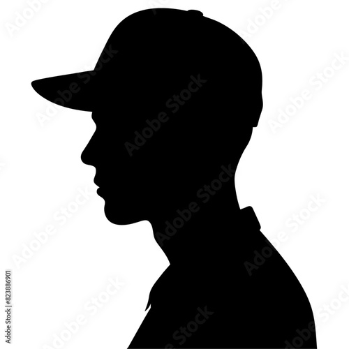 a side view of a male wearing a baseball cap backward vector silhouette (14)