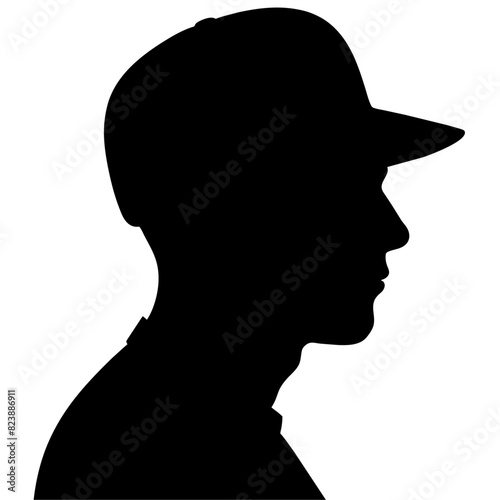 a side view of a male wearing a baseball cap backward vector silhouette (13)